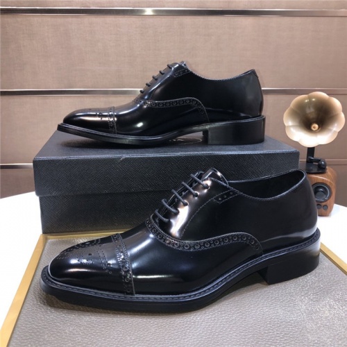 Replica Prada Leather Shoes For Men #917810 $98.00 USD for Wholesale