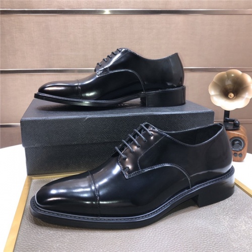 Replica Prada Leather Shoes For Men #917812 $98.00 USD for Wholesale