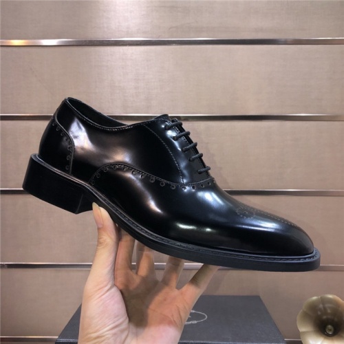 Replica Prada Leather Shoes For Men #917813 $98.00 USD for Wholesale