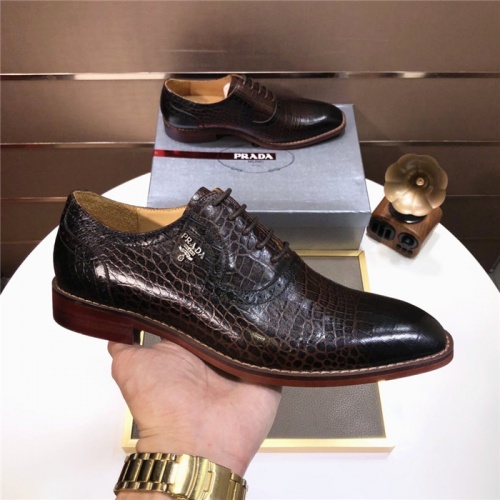 Replica Prada Leather Shoes For Men #918155 $102.00 USD for Wholesale