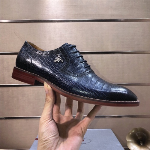 Replica Prada Leather Shoes For Men #918156 $102.00 USD for Wholesale