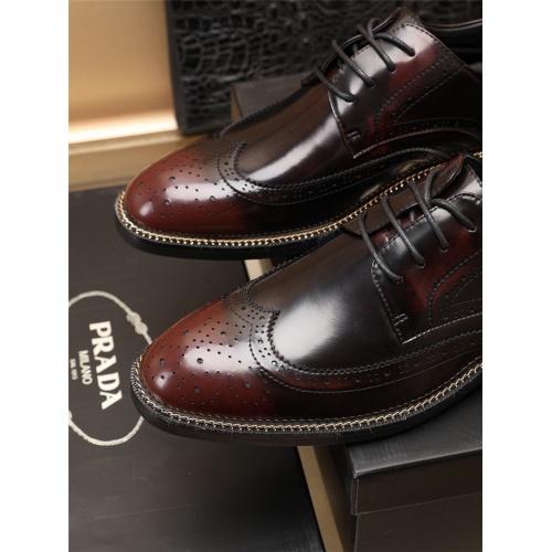 Replica Prada Leather Shoes For Men #918183 $88.00 USD for Wholesale