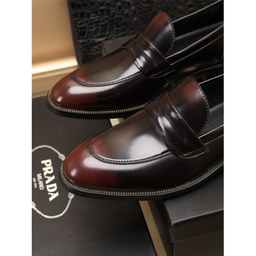 Replica Prada Leather Shoes For Men #918185 $88.00 USD for Wholesale