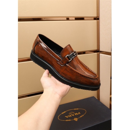 Replica Prada Leather Shoes For Men #918187 $92.00 USD for Wholesale