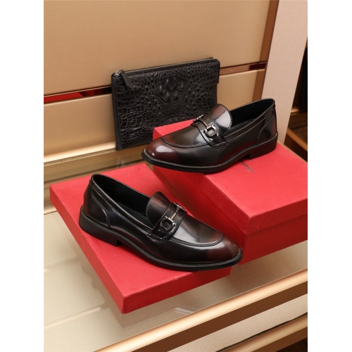 Replica Salvatore Ferragamo Leather Shoes For Men #918192 $88.00 USD for Wholesale
