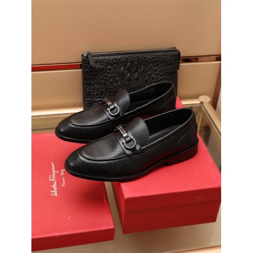Replica Salvatore Ferragamo Leather Shoes For Men #918194 $88.00 USD for Wholesale