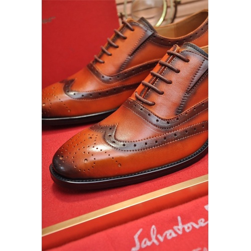 Replica Salvatore Ferragamo Leather Shoes For Men #918768 $98.00 USD for Wholesale