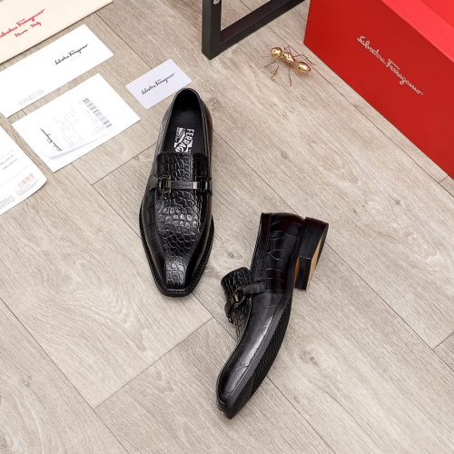 Replica Salvatore Ferragamo Leather Shoes For Men #918873 $80.00 USD for Wholesale