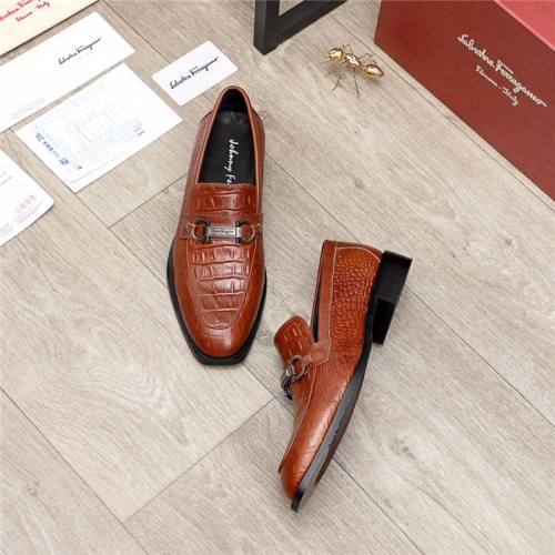 Replica Salvatore Ferragamo Leather Shoes For Men #919785 $80.00 USD for Wholesale