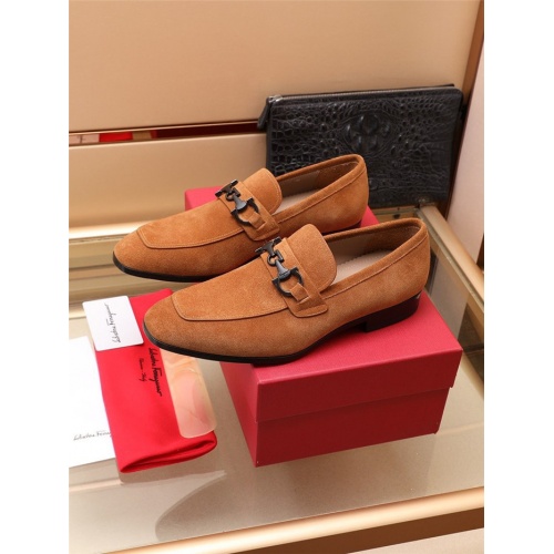 Replica Salvatore Ferragamo Leather Shoes For Men #919797 $118.00 USD for Wholesale