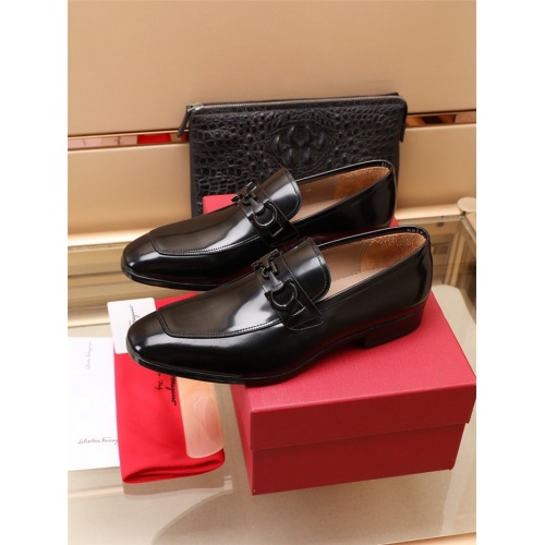 Replica Salvatore Ferragamo Leather Shoes For Men #919809 $118.00 USD for Wholesale