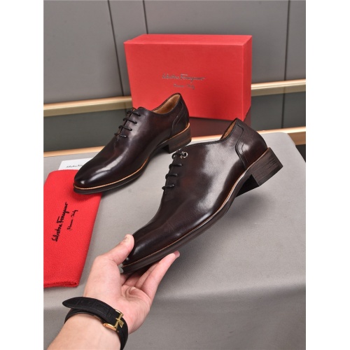Replica Salvatore Ferragamo Leather Shoes For Men #922222 $108.00 USD for Wholesale