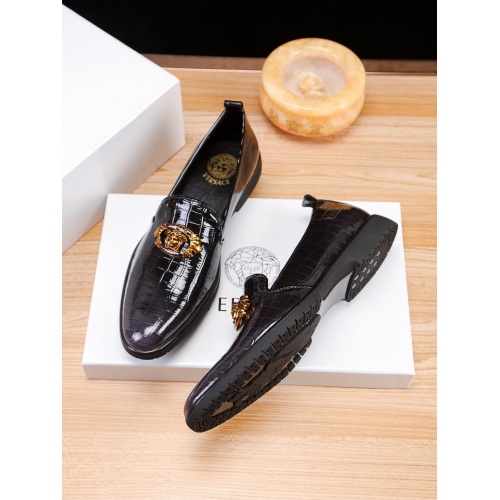 Replica Versace Leather Shoes For Men #922551 $88.00 USD for Wholesale