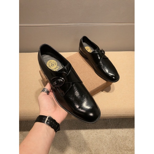 Replica Versace Leather Shoes For Men #922566 $88.00 USD for Wholesale