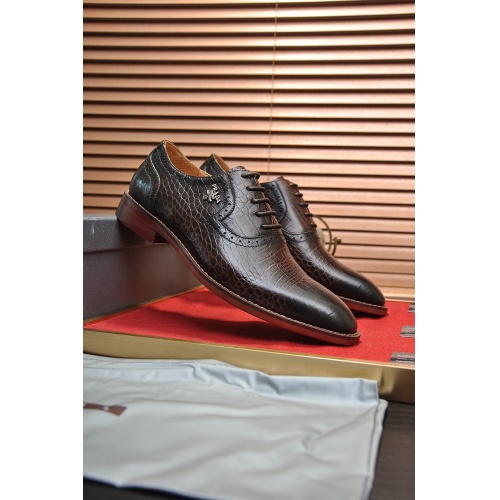Replica Prada Leather Shoes For Men #922981 $100.00 USD for Wholesale