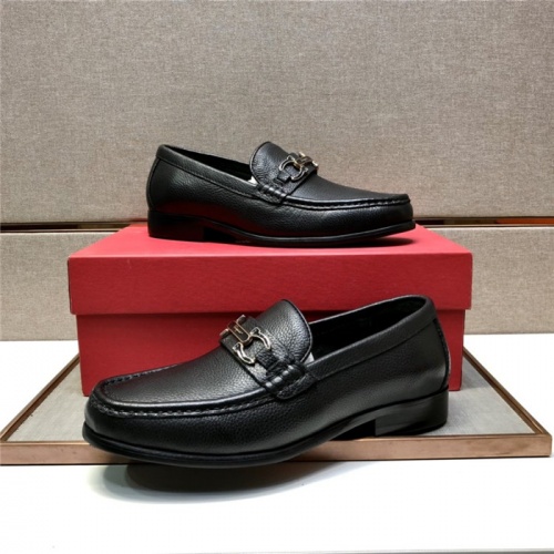 Replica Salvatore Ferragamo Leather Shoes For Men #923535 $88.00 USD for Wholesale