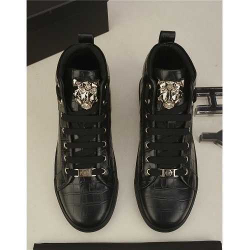 Replica Philipp Plein PP High Tops Shoes For Men #924605 $82.00 USD for Wholesale