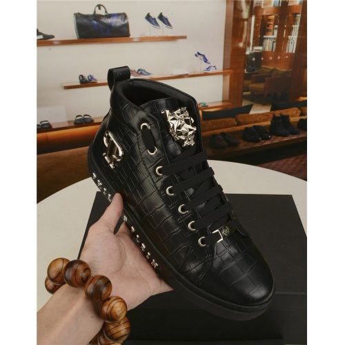 Replica Philipp Plein PP High Tops Shoes For Men #924605 $82.00 USD for Wholesale