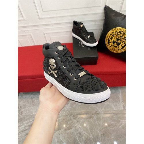 Replica Philipp Plein PP High Tops Shoes For Men #925938 $82.00 USD for Wholesale