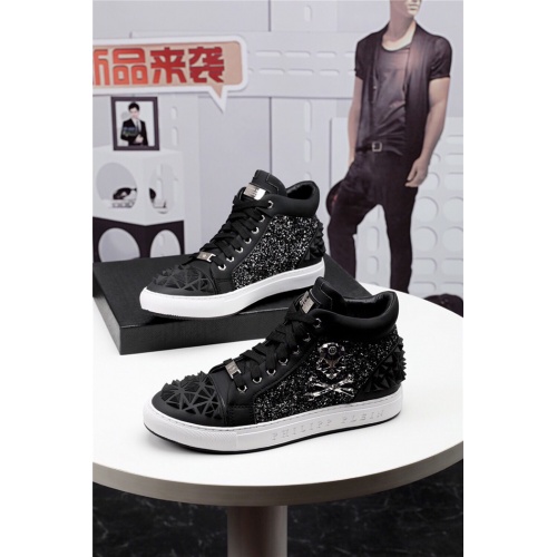 Replica Philipp Plein PP High Tops Shoes For Men #927304 $82.00 USD for Wholesale
