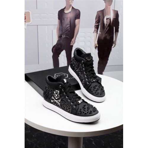 Replica Philipp Plein PP High Tops Shoes For Men #927304 $82.00 USD for Wholesale