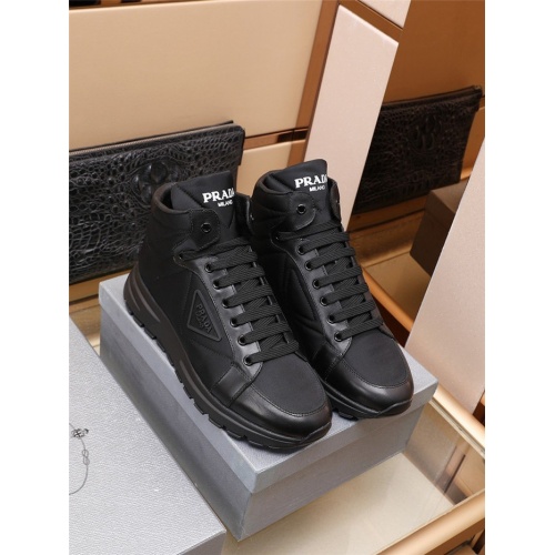 Prada High Tops Shoes For Men #927572 $92.00 USD, Wholesale Replica Prada High Top Shoes