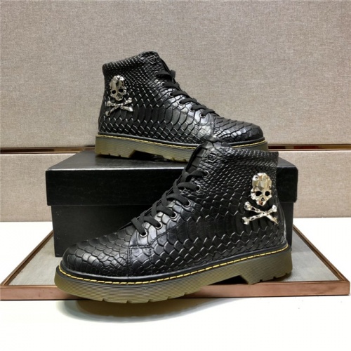 Replica Philipp Plein PP High Tops Shoes For Men #928151 $80.00 USD for Wholesale