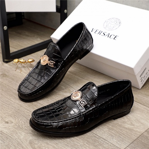 Versace Leather Shoes For Men #930122 $98.00 USD, Wholesale Replica Versace Leather Shoes