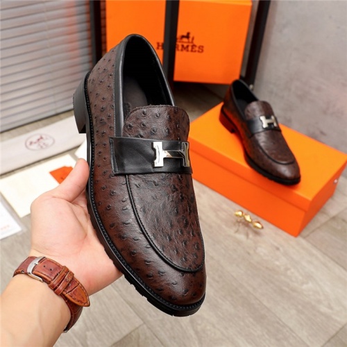 Replica Hermes Leather Shoes For Men #933133 $82.00 USD for Wholesale