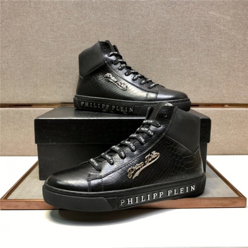 Replica Philipp Plein PP High Tops Shoes For Men #938341 $85.00 USD for Wholesale