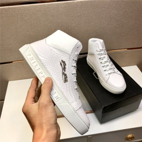 Replica Philipp Plein PP High Tops Shoes For Men #938342 $85.00 USD for Wholesale