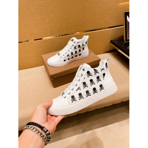Replica Philipp Plein PP High Tops Shoes For Men #938655 $80.00 USD for Wholesale