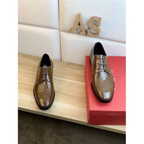 Replica Salvatore Ferragamo Leather Shoes For Men #939347 $88.00 USD for Wholesale