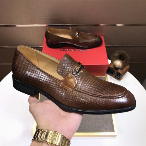 Replica Salvatore Ferragamo Leather Shoes For Men #940102 $82.00 USD for Wholesale