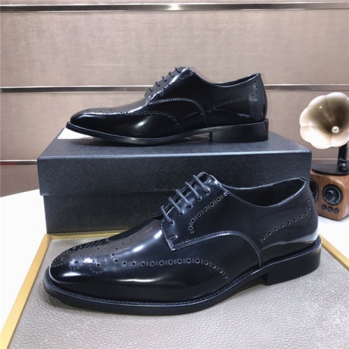 Replica Prada Leather Shoes For Men #940155 $98.00 USD for Wholesale