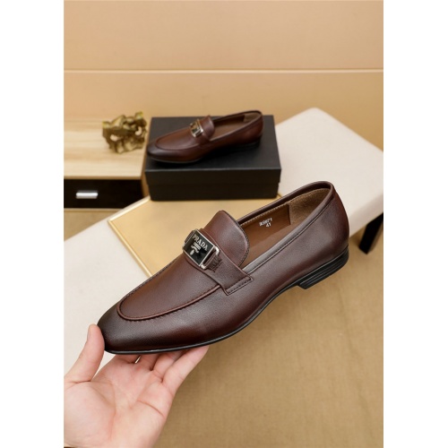 Replica Prada Leather Shoes For Men #940309 $80.00 USD for Wholesale