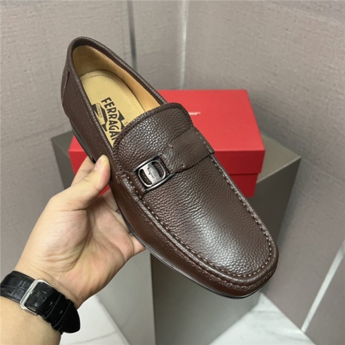 Replica Salvatore Ferragamo Leather Shoes For Men #941359 $105.00 USD for Wholesale