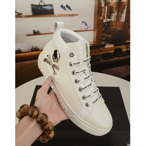 Replica Philipp Plein PP High Tops Shoes For Men #942560 $82.00 USD for Wholesale