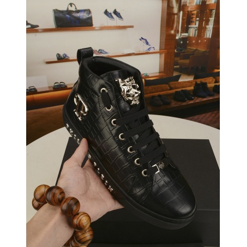 Replica Philipp Plein PP High Tops Shoes For Men #942563 $82.00 USD for Wholesale
