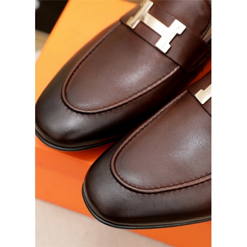 Replica Hermes Leather Shoes For Men #943170 $80.00 USD for Wholesale