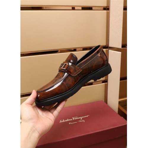 Replica Salvatore Ferragamo Leather Shoes For Men #943618 $92.00 USD for Wholesale