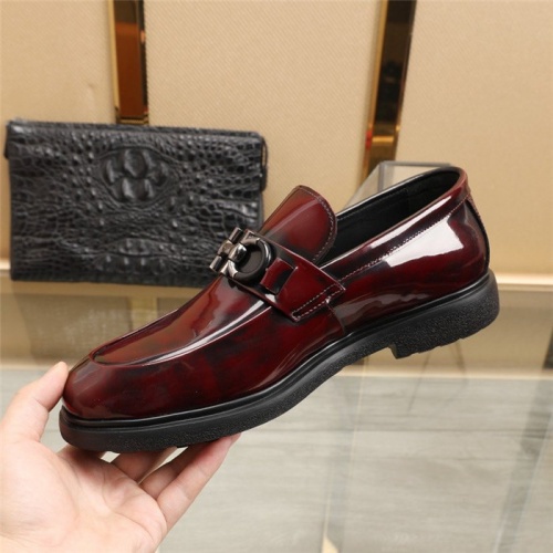 Replica Salvatore Ferragamo Leather Shoes For Men #943620 $92.00 USD for Wholesale