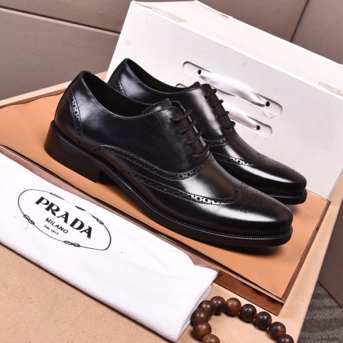 Replica Prada Leather Shoes For Men #945625 $122.00 USD for Wholesale