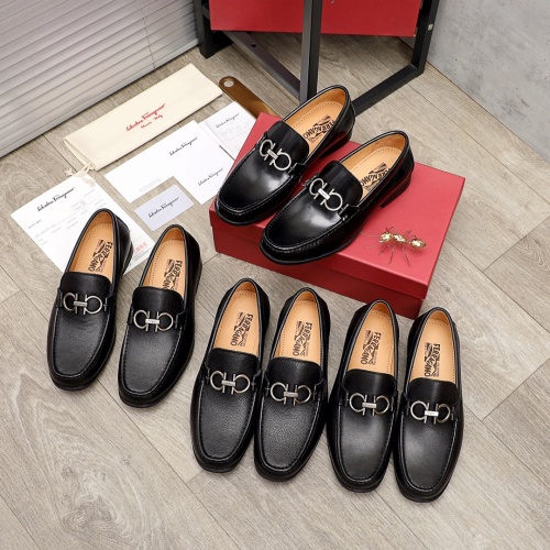 Replica Ferragamo Leather Shoes For Men #945754 $85.00 USD for Wholesale
