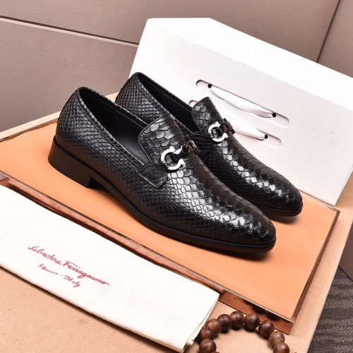 Replica Ferragamo Leather Shoes For Men #945829 $98.00 USD for Wholesale