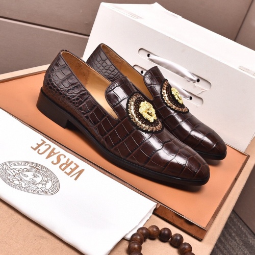 Versace Leather Shoes For Men #945831 $98.00 USD, Wholesale Replica Versace Leather Shoes