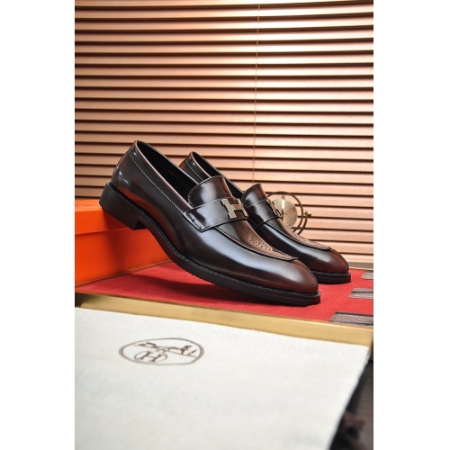 Replica Hermes Leather Shoes For Men #946029 $82.00 USD for Wholesale