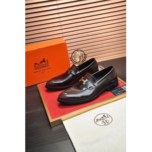 Replica Hermes Leather Shoes For Men #946029 $82.00 USD for Wholesale