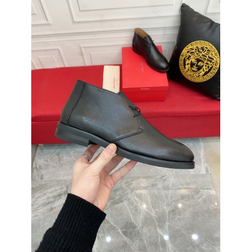 Replica Ferragamo Leather Shoes For Men #946980 $102.00 USD for Wholesale