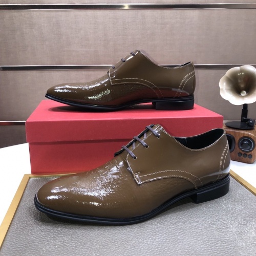 Replica Ferragamo Leather Shoes For Men #948710 $88.00 USD for Wholesale